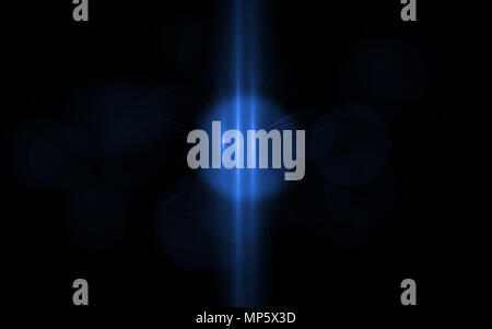 Anamorphic blue lens flare isolated on black background for overlay design or screen blending mode Stock Photo
