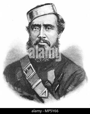 Engraving of Major Ropata, a colonial leader of the armies fighting in the New Zealand Land Wars of the 1860s. From the Picturesque Atlas of Australasia Vol 3, 1886 Stock Photo