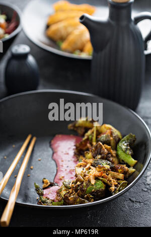 Fried brussel sprouts asian style Stock Photo