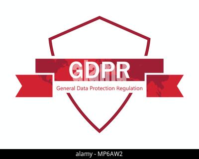 General data protection regulation, abbreviation: DSGVO. Protection of natural persons with regard to the processing of personal data. Shield and tape Stock Vector