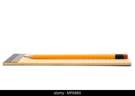 notebook and pencil isolated on white background Stock Photo