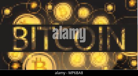 Bitcoin background Vector. Cryptocurrency golden coins falling Stock Vector