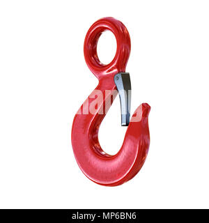 Red Lifting Crane Hook Isolated On White Background. Toy. Stock