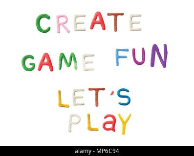 Handmade modeling clay words. Lets play fun game. Stock Vector