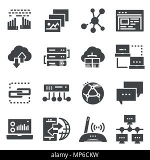 Black social network icon set on white background Stock Vector