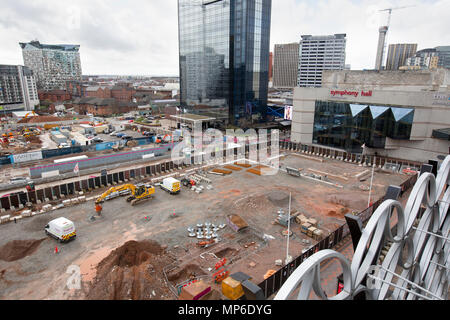 Building work in Centenary Square, Birmingham. The view is from the Library of Birmingham. Stock Photo