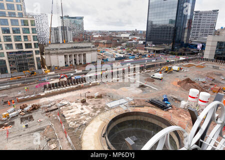Building work in Centenary Square, Birmingham. The view is from the Library of Birmingham. Stock Photo