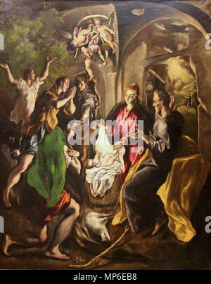 782 La adoración de los pastores, de El Greco (Museo del Patriarca de Valencia) Stock Photo