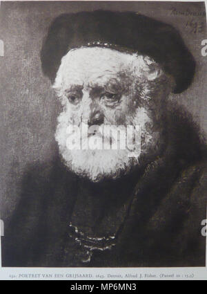 English: Old man with a beard and beret 1667. 1049 Rembrandt - Portrait ...