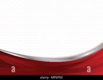 Abstract technology business red curve on hexagons pattern background. Vector illustration Stock Vector