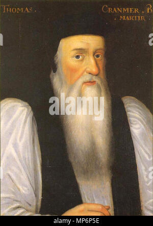 Thomas Cranmer (1489-1556), Archbishop of Canterbury   Dated after the death of Henry VIII, so between 1547 and 1556. If it says martyr, it's 1556 or later.   1163 Tcranmer Stock Photo