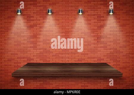Brick wall and wood platform Stock Vector