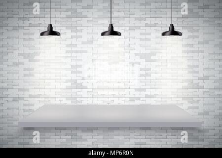 Brick wall and wood platform Stock Vector