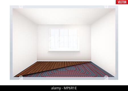 Empty room with heating floor and window Stock Vector