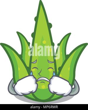 Crying aloevera character cartoon style Stock Vector