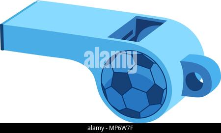 Colorful cartoon blue soccer referee whistle. Stock Vector