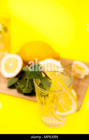 Lemons and detox water made of them Stock Photo