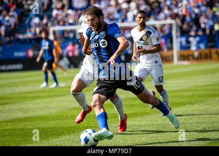 Montreal, Canada. 21 May, 2018. Montreal Impact midfielder Ignacio Piatti (10) moves with the ball during the 2018 Major League Soccer regular season match between the Montreal Impact and Los Angeles Galaxy, at Stade Saputo. Credit: Pablo A. Ortiz / Alamy News Live Stock Photo