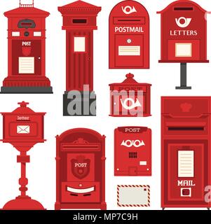 Red Postboxes and Letterboxes Icons Stock Vector