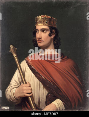 English: Lothair of France Français : Lothaire de France empereur d'occident (941-986) .   Portraits of Kings of France is a serie of portraits commissioned between 1837 and 1838 by Louis Philippe I and painted by various artists for the Musée historique de Versailles.  . 1838.   904 Monvoisin - Lothair of France Stock Photo