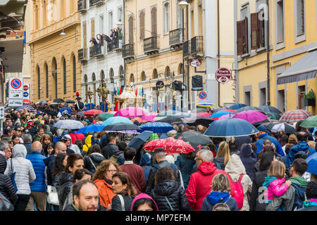 CAGLIARI, Italy - May 1, 2018: The famous Festival of Sant'Efisio in Sardinia.Pilgrims during the religious procession Stock Photo