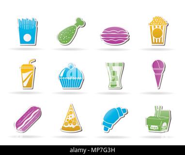 Fast food and drink icons - vector icon set Stock Vector