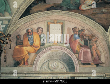 . English: Sistine chapel ceiling. between 1508 and 1512. Michelangelo 681 Jacob and Joseph Stock Photo