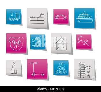 Different Kinds of Toys Icons - Vector Icon Set Stock Vector