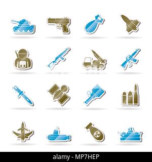 Army, weapon and arms Icons - vector icon set Stock Vector