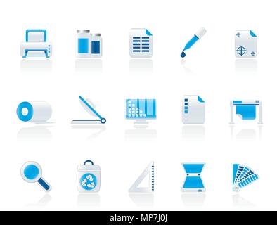 Commercial print icons - vector icon set Stock Vector