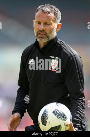 Wales manager Ryan Giggs during a training session at The Racecourse, Wrexham. Stock Photo