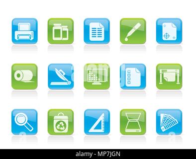 Commercial print icons - vector icon set Stock Vector