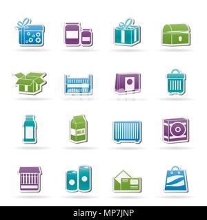 Different kind of package icons - vector icon set Stock Vector
