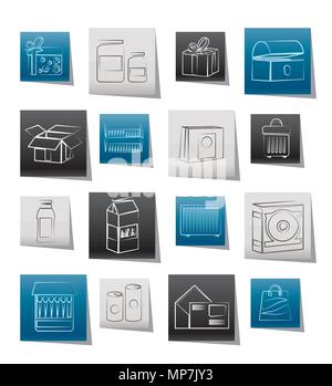 Different kind of package icons - vector icon set Stock Vector