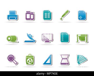 Commercial print icons - vector icon set Stock Vector