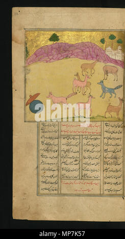 W.626.110a 692 Jalal al-Din Rumi, Maulana - A Boastful Jackal - Walters W626110A - Full Page Stock Photo