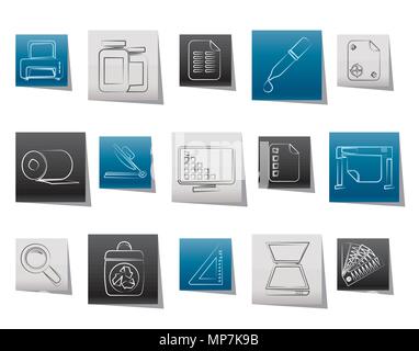 Commercial print icons - vector icon set Stock Vector