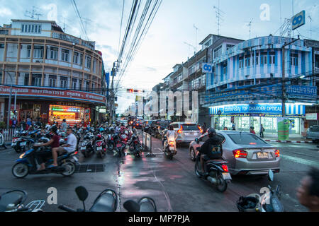 a road corner in the city of Surin in Isan in Thailand. Thailand, Isan, Surin, November, 2017 Stock Photo