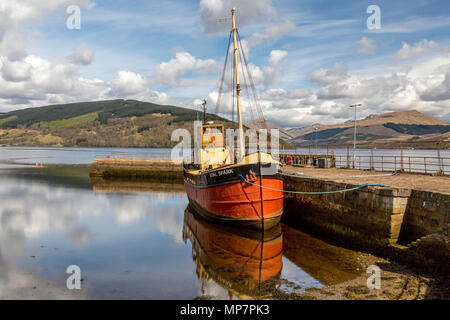 Former Clyde puffer 'The Vital Spark' in Inveraray harbour, the home town of Neil Munro creator of the Para Handy stories, Argyll & Bute, Scotland, UK Stock Photo