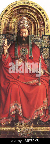 English: The Ghent Altarpiece: God Almighty   between 1426 and 1427.   703 Jan van Eyck - The Ghent Altarpiece - God Almighty - WGA07630 Stock Photo