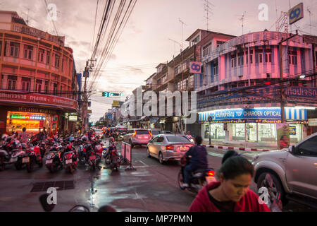 a road corner in the city of Surin in Isan in Thailand. Thailand, Isan, Surin, November, 2017 Stock Photo