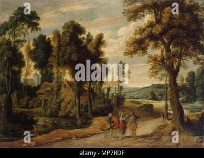 Landscape with Christ and his Disciples on the Road to Emmaus  1640s.   706 Jan Wildens - Landscape with Christ and his Disciples on the Road to Emmaus - WGA25745 Stock Photo