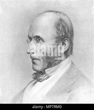 English: Portrait drawing of William Butterfield, architect[1]; William Butterfield[2][3]; W. Butterfield, Esq.[4]   1874[3], published in 1913[2] or earlier.   706 Jane Fortescue Seymour Portrait drawing of William Butterfield 1874 from 1913 book Stock Photo