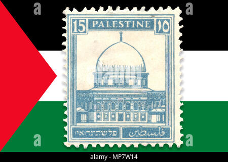 British Mandate Palestine stamp on Palestinian flag background Stock ...