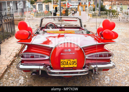 TRINIDAD-JANUARY 14:Classic Chevrolet on January 14,2010 in Trinidad, Cuba.Before a new law issued on October 2011,cubans could only trade old cars th Stock Photo