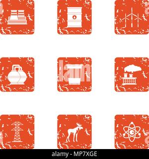 Hazardous environment icons set, grunge style Stock Vector