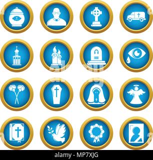 Funeral ritual service icons set, simple style Stock Vector