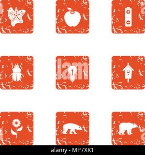 Survival of the fittest icons set, grunge style Stock Vector