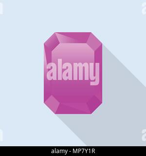 Pink tourmaline icon, flat style Stock Vector