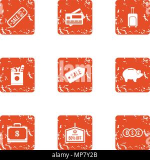 Major credit icons set, grunge style Stock Vector